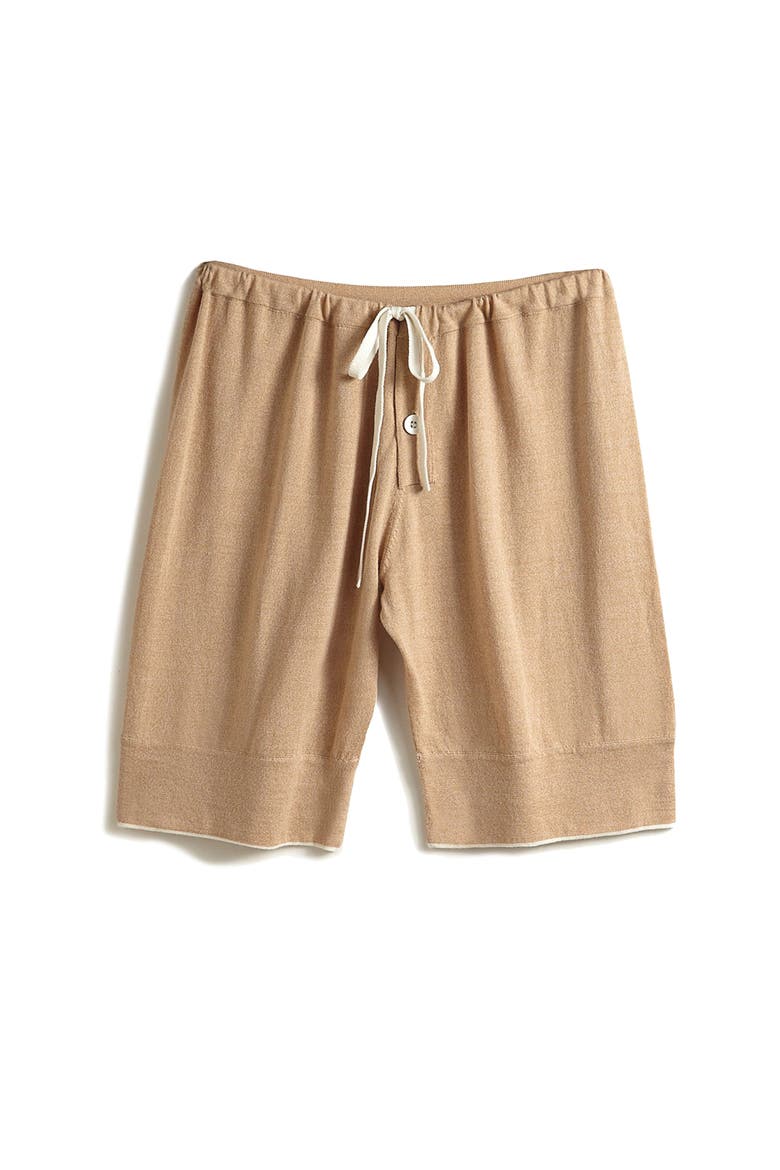 Tie waist Sleep Shorts, Alternate, color, Camel