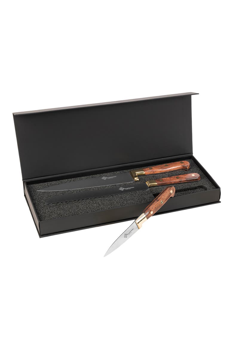Prince Gastronome 3-Piece Kitchen Knife Set, Alternate, color, WOOD AND GOLD BRASS