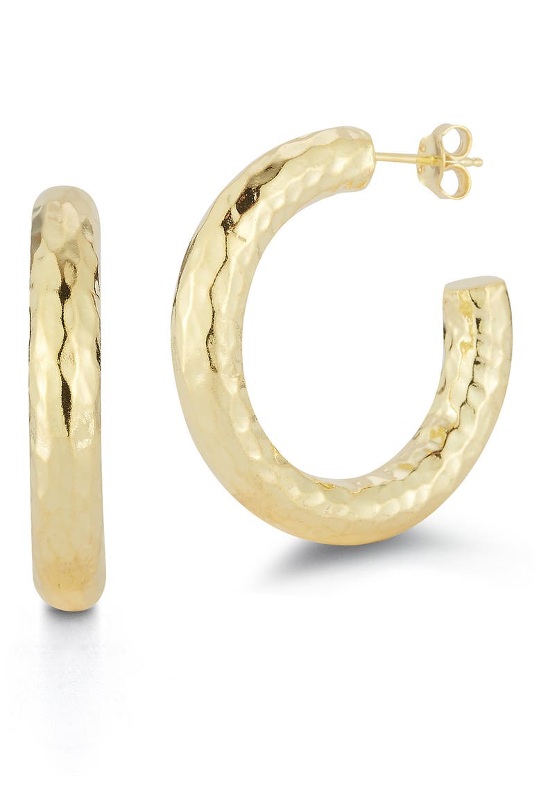 Hammered Hoop Earrings, Main, color, YELLOW GOLD