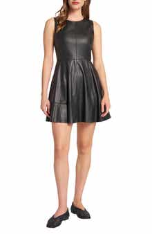 matty m. Princess Seam Faux Leather Dress