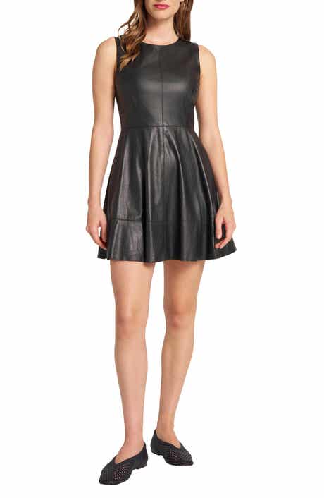matty m. Princess Seam Faux Leather Dress