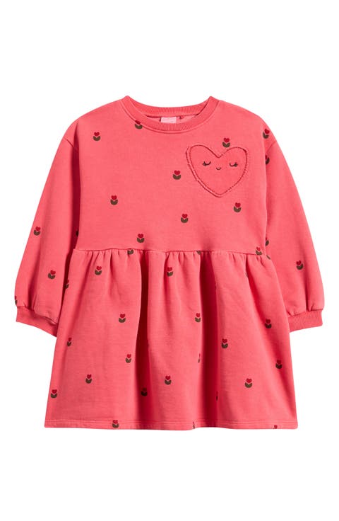 Kids' Heart Embossed Sweatshirt Dress