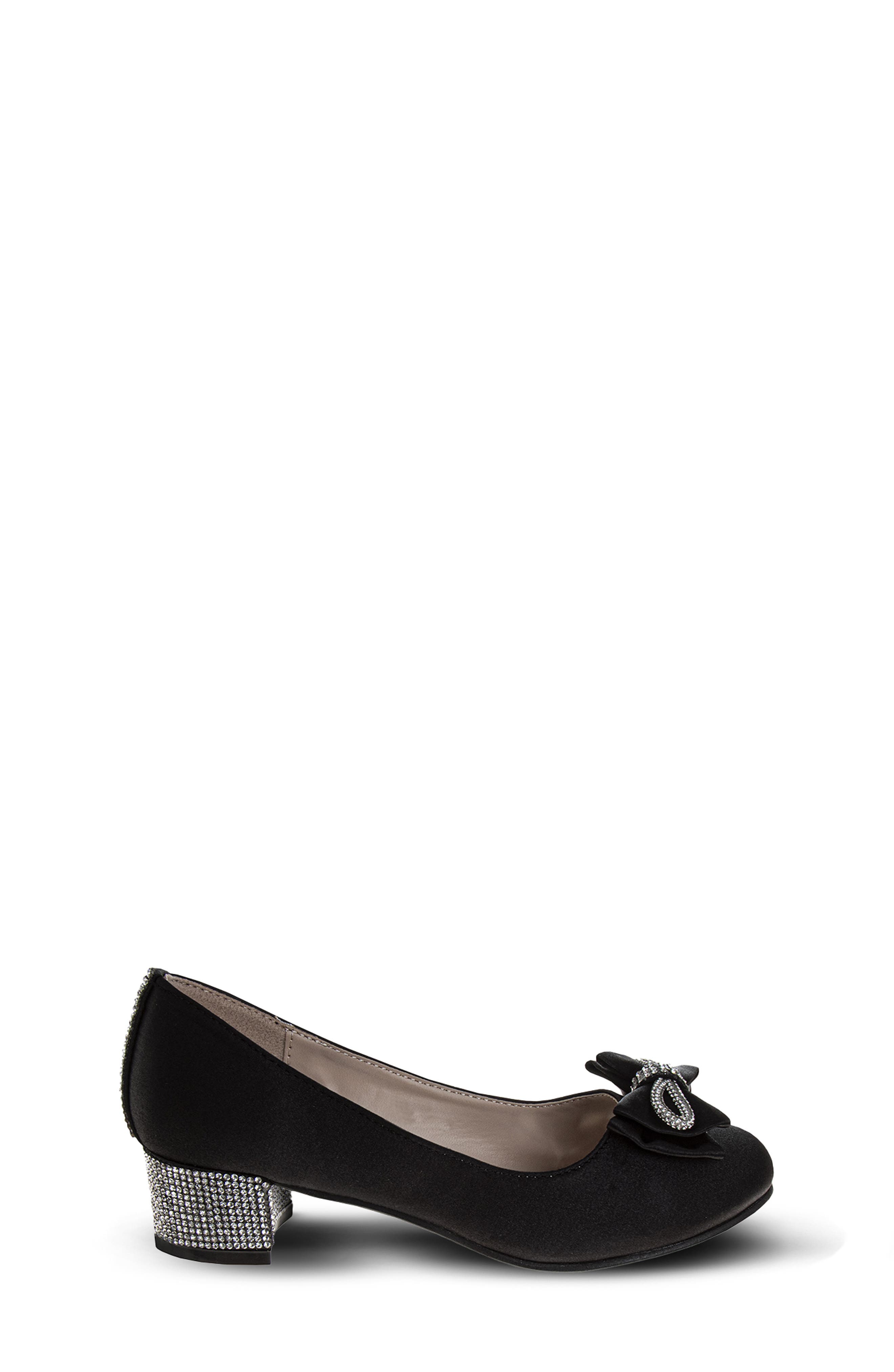 Badgley Mischka Collection Kids' Bow Pump, Alternate, color, Black Satin