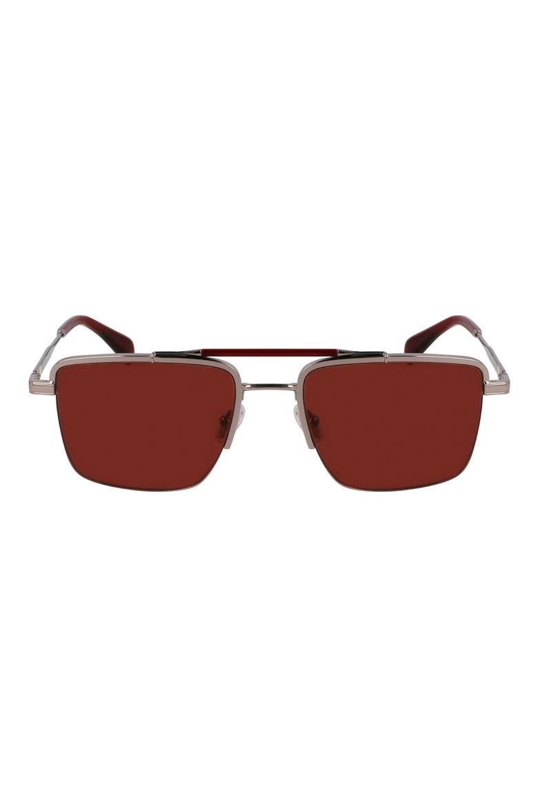 Landor 55mm Rectangular Sunglasses, Main, color, GUNMETAL/ RED
