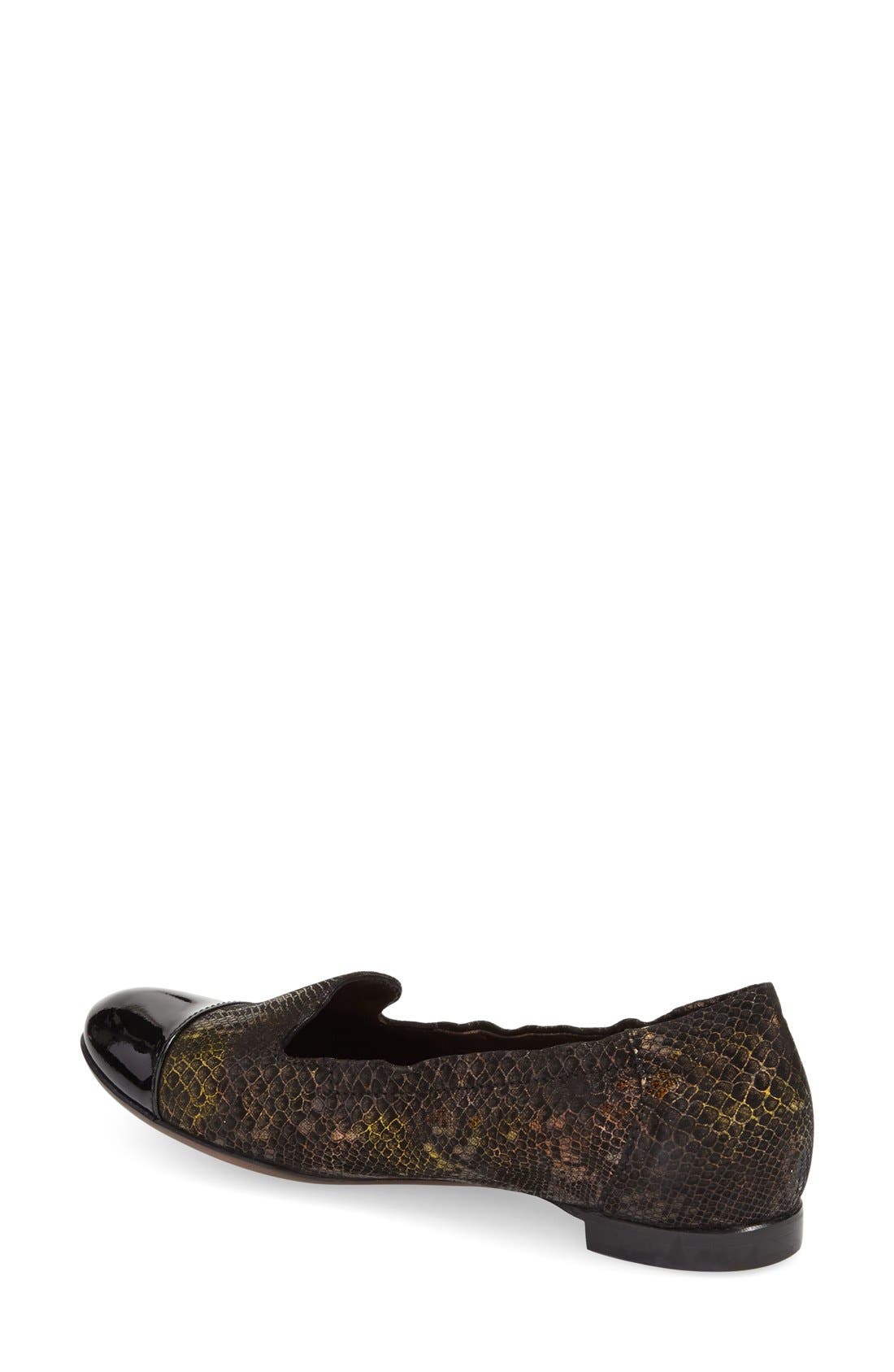 Cap Toe Smoking Flat, Alternate, color, BRONZE SNAKE PRINT LEATHER