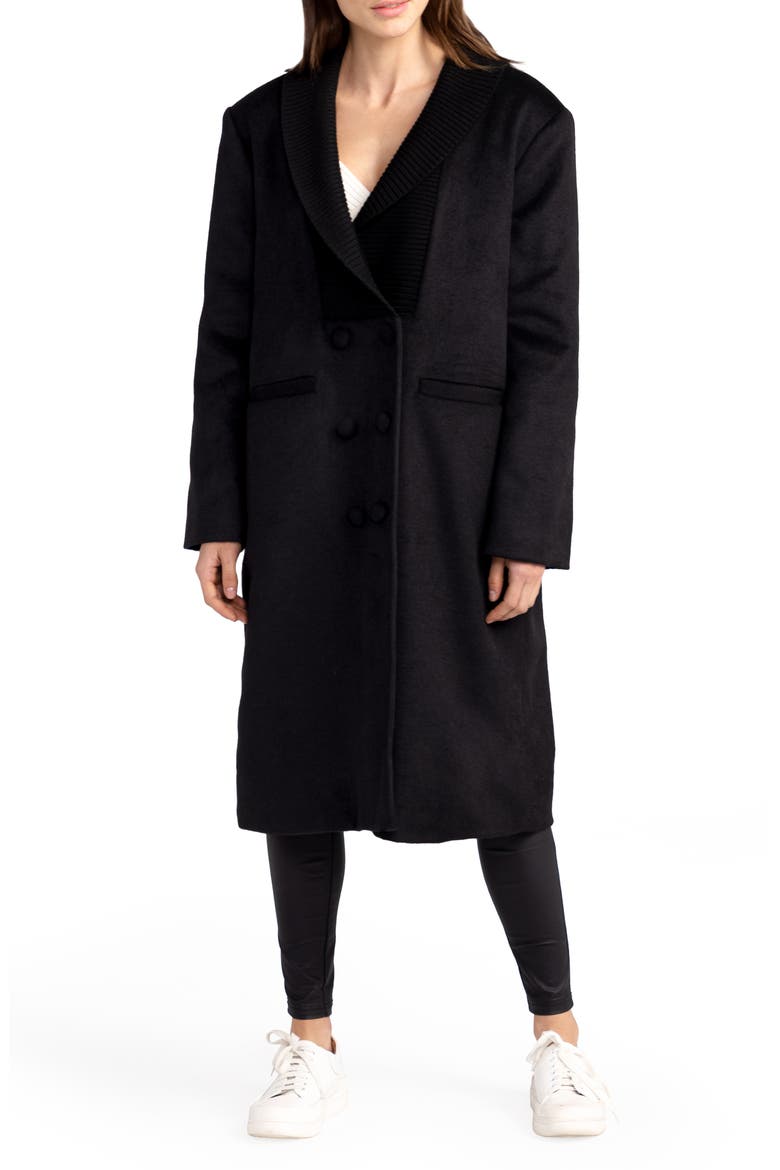 After Party Quilt Lined Wool Blend Coat, Main, color, BLACK