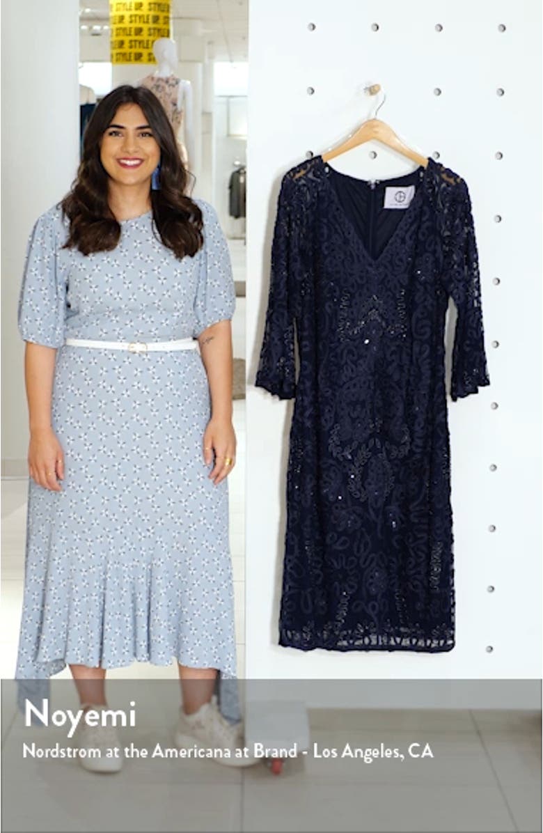 Bell Sleeve Mesh Shift Dress, sales video thumbnail