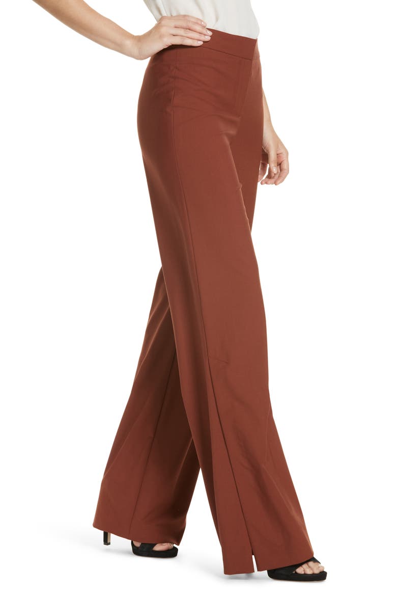 Good Stretch Wool Slit Wide Leg Pants, Alternate, color, BRANDY