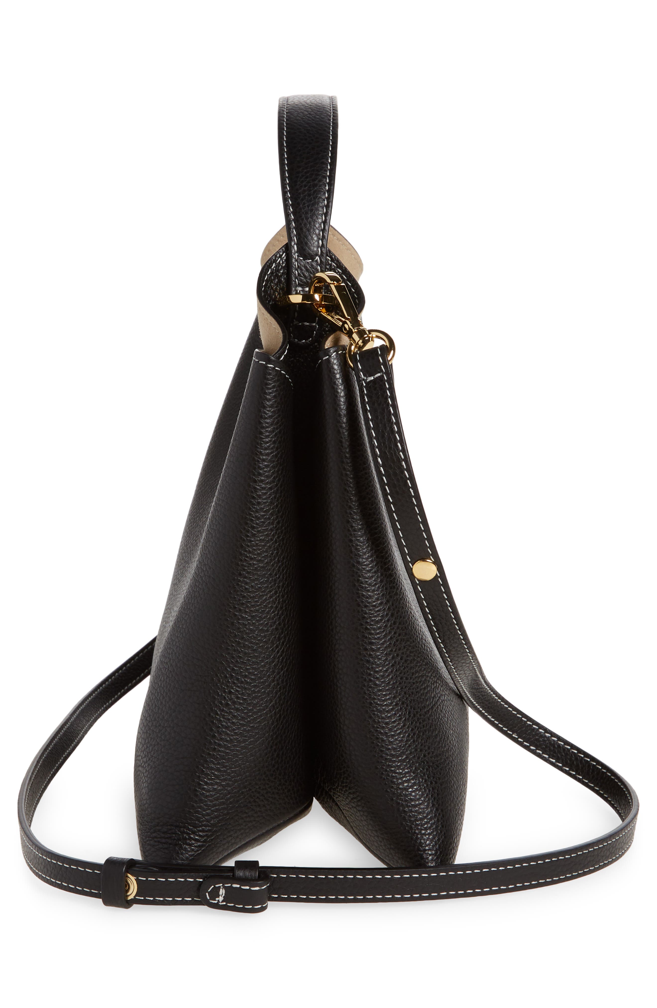 Elieze Medium Leather Handbag, Alternate, color, BLACK