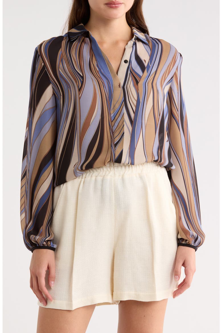 Long Sleeve Woven Top, Main, color, CLOUD BLUE
