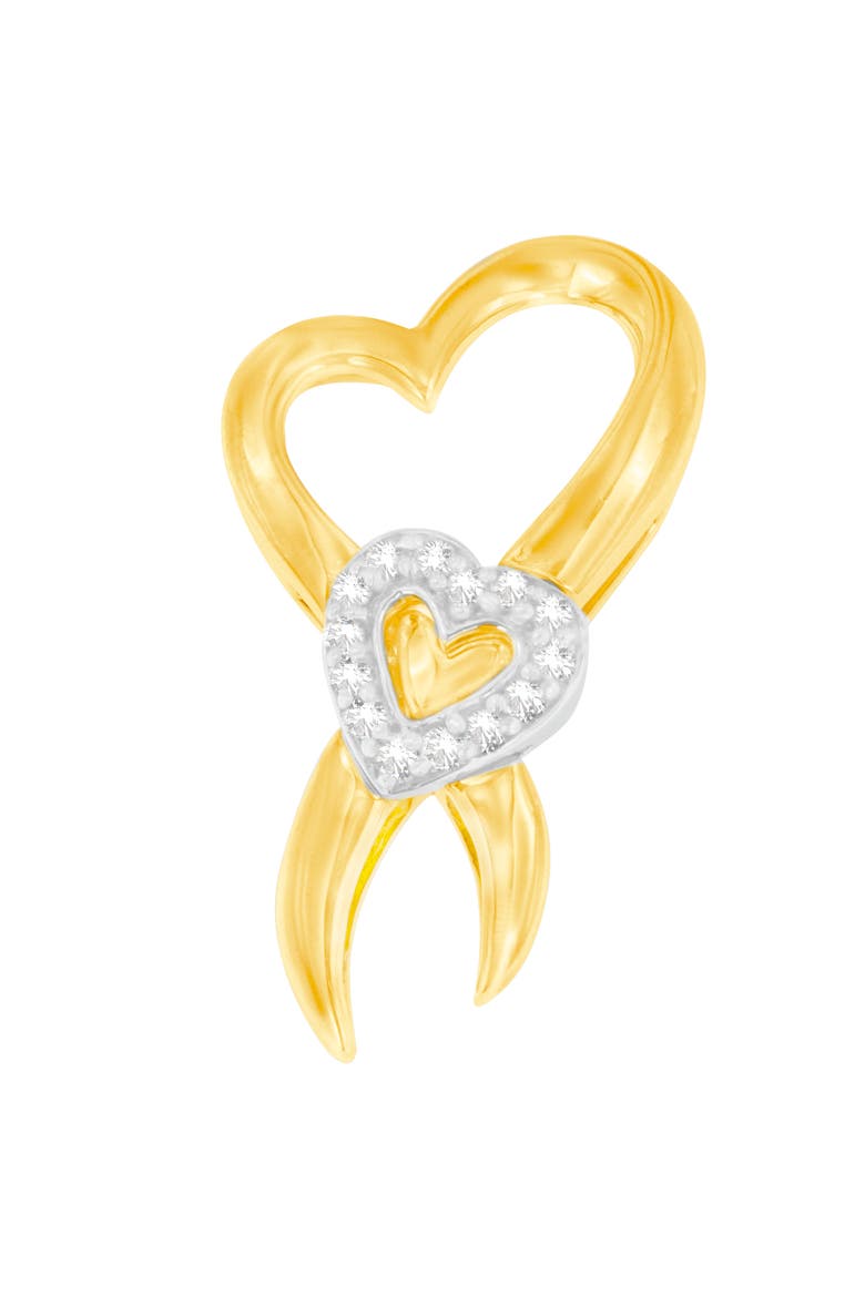 10K Two-Tone Gold 1/10 cttw Diamond Heart Pendant Necklace, Main, color, Yellow