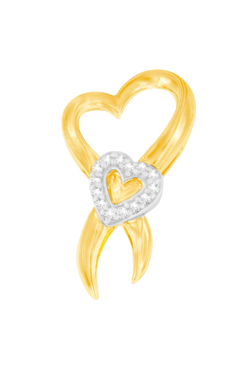 Haus of Brilliance 10K Two-Tone Gold 1/10 cttw Diamond Heart Pendant Necklace, Main, color, Yellow
