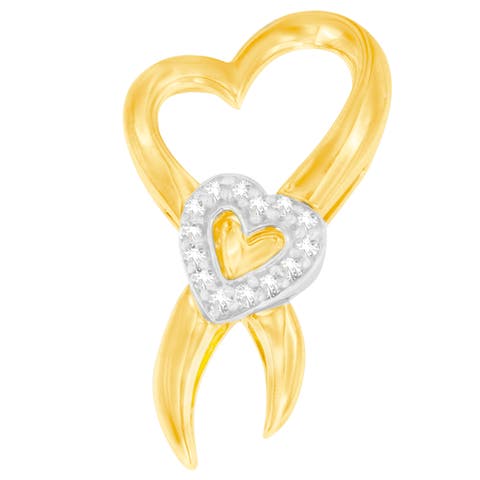 10K Two-Tone Gold 1/10 cttw Diamond Heart Pendant Necklace