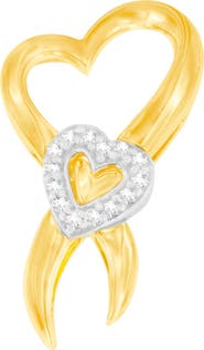 Haus of Brilliance 10K Two-Tone Gold 1/10 cttw Diamond Heart Pendant Necklace