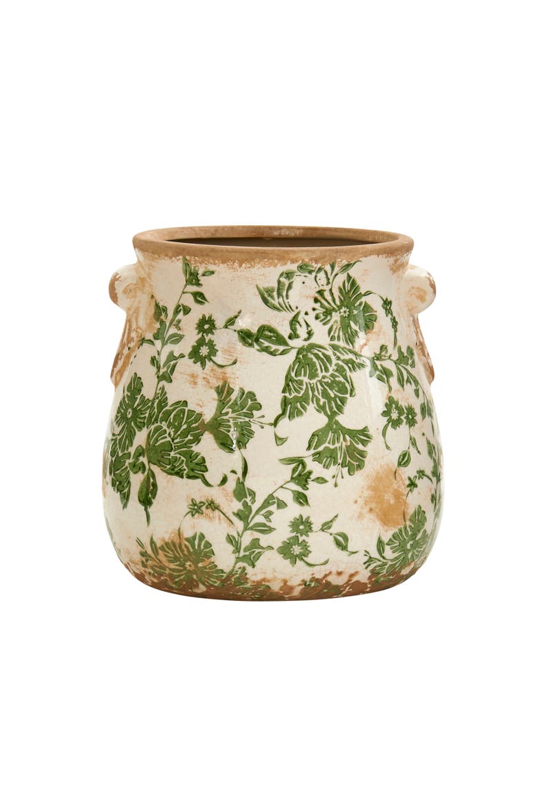 6.5-in Tuscan Ceramic Green Scroll Planter, Main, color, Green