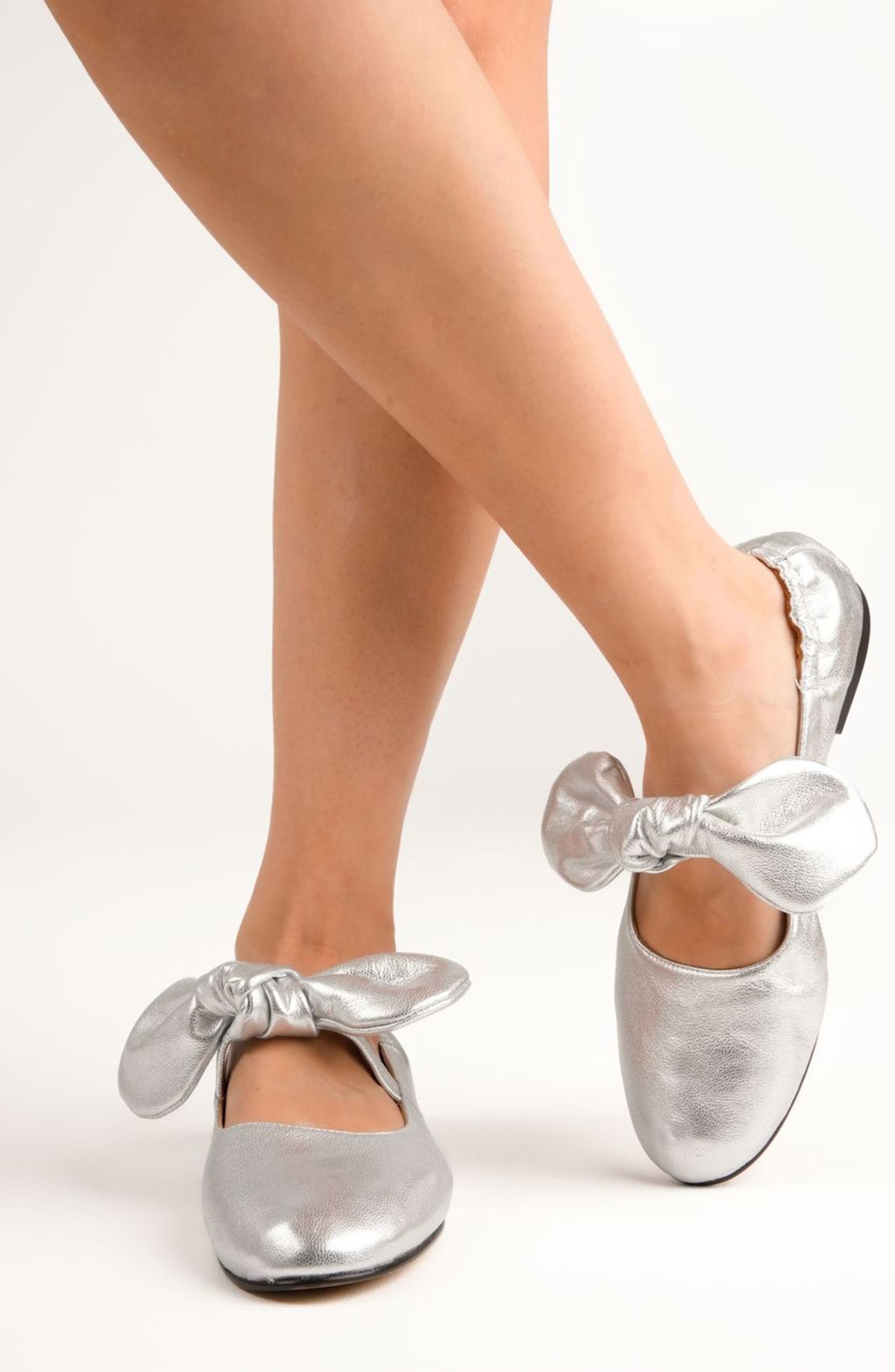 Penelope Chilvers Minnie Mary Jane Flat, Alternate, color, Silver