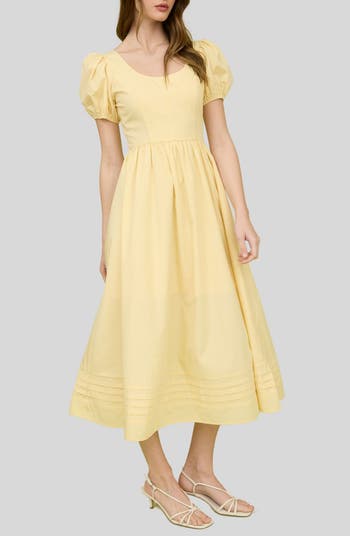 Puff Sleeve Midi Dress