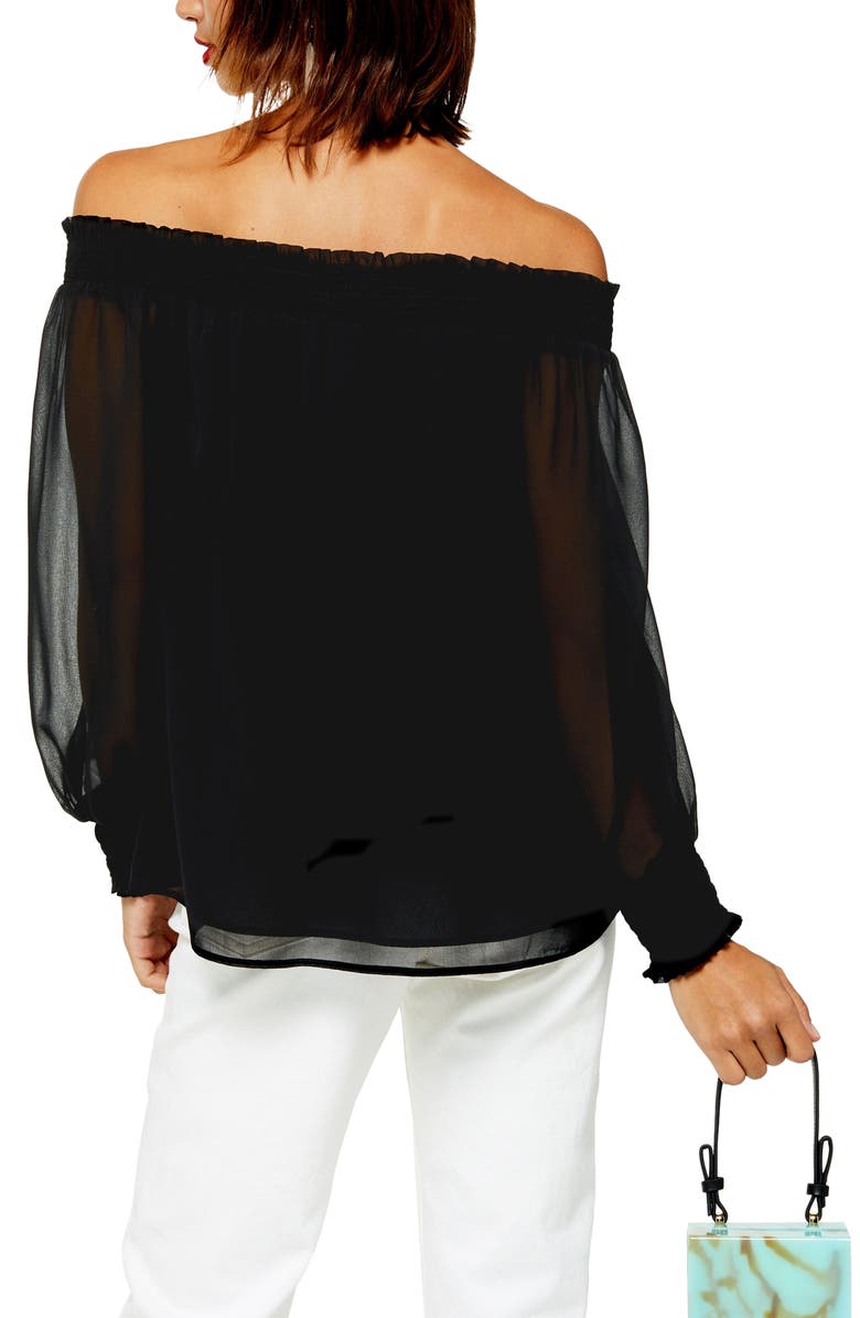 Topshop Sheer Off the Shoulder Blouse, Alternate, color,