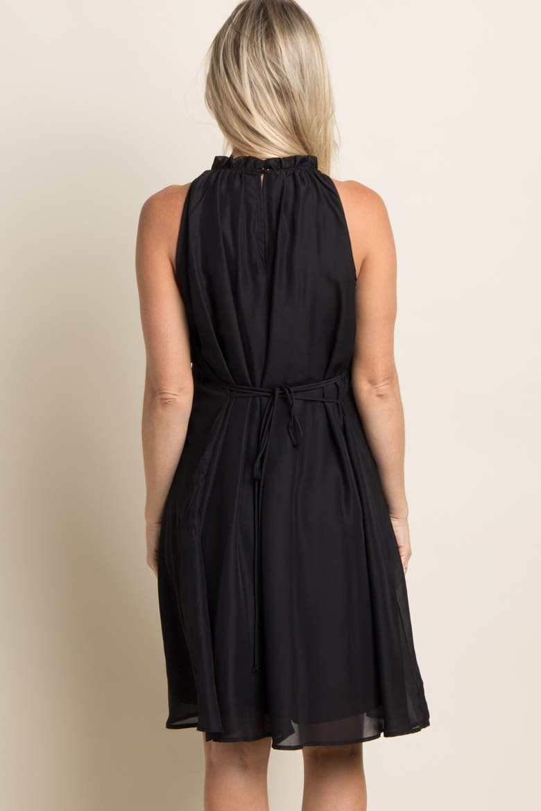 Chiffon High Neck Dress, Alternate, color, Black
