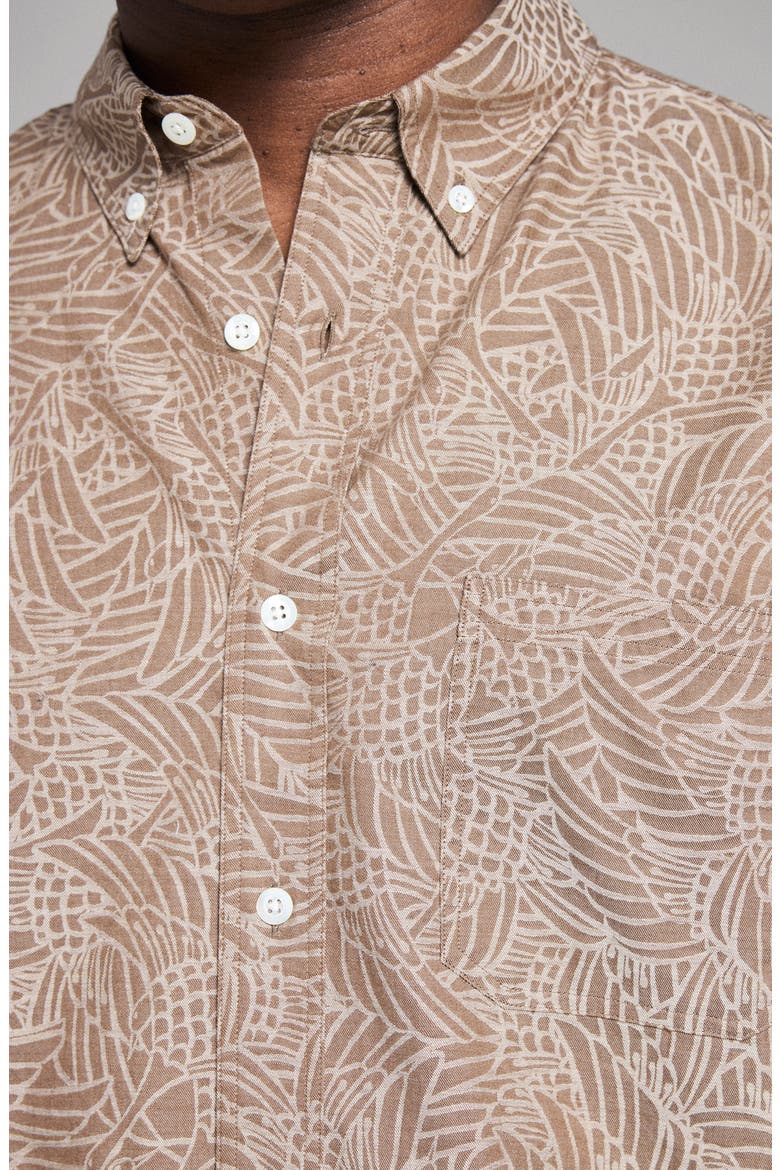 Mélange Heron Swarm Button-Down Shirt, Alternate, color, KHAKI MULTI