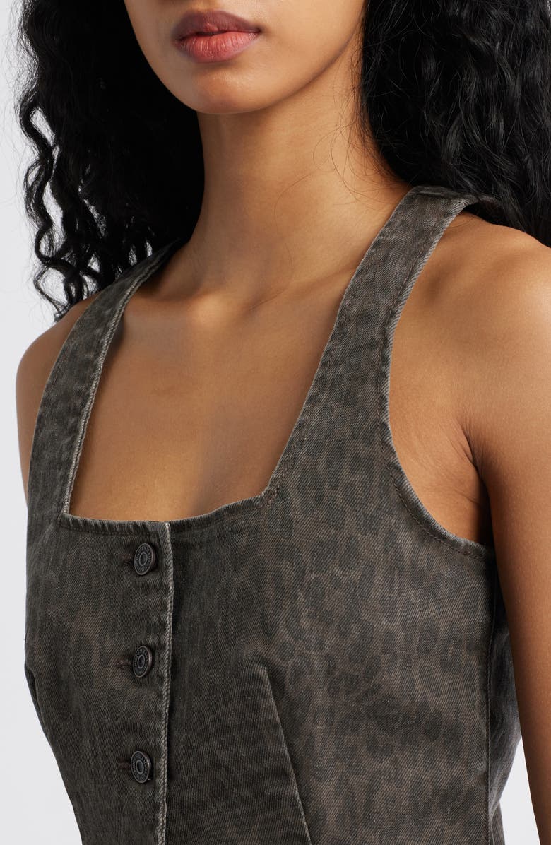 HIDDEN JEANS Cheetah Print Denim Vest, Alternate, color, Brown