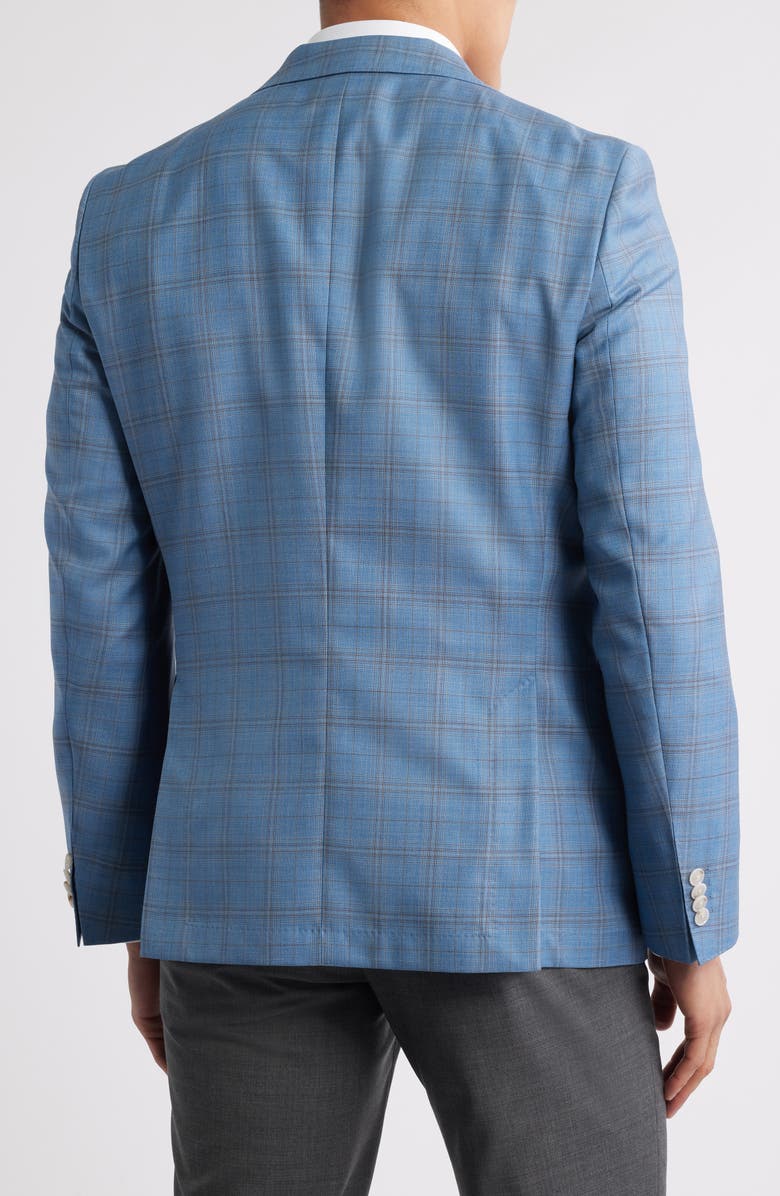 BOSS Hutson Plaid Virgin Wool Sport Coat, Alternate, color, Open Blue