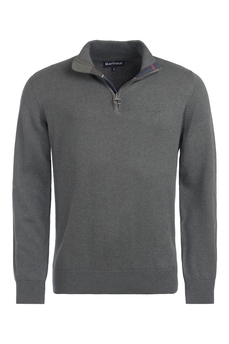 Cotton Quarter Zip Sweater, Alternate, color, OLIVE MARL