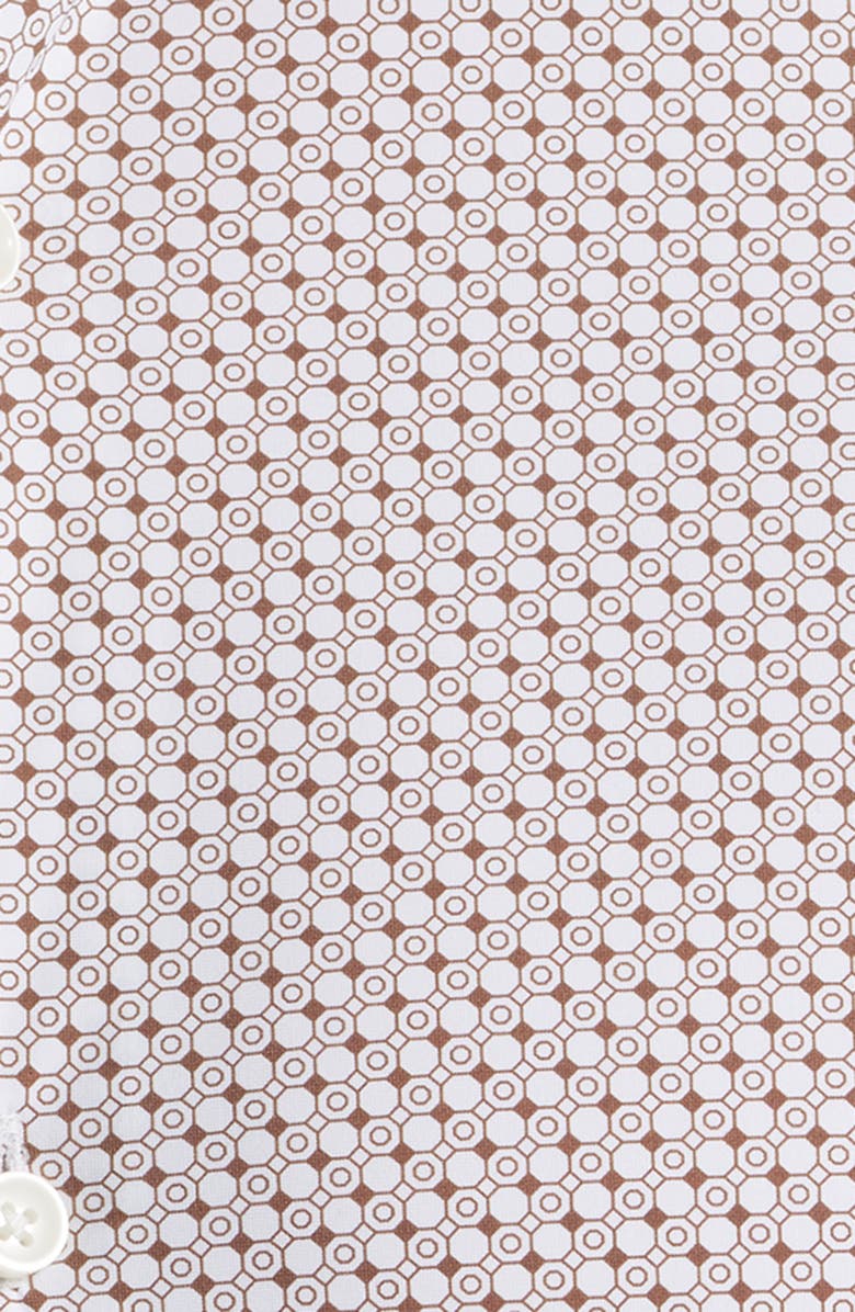 BOSS Hank Kent Slim Fit Grid Performance Twill Dress Shirt, Alternate, color, Medium Brown