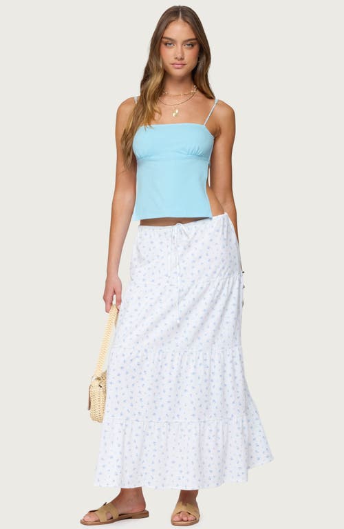 Edikted Charley Floral Tiered Maxi Skirt In White