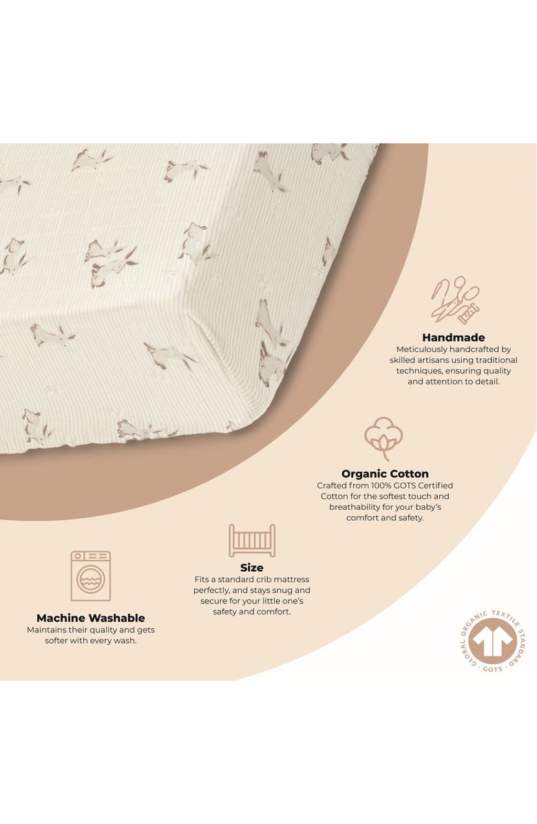 CRANE BABY Avery Print Organic Cotton Muslin Fitted Crib Sheet, Alternate, color, Bunny