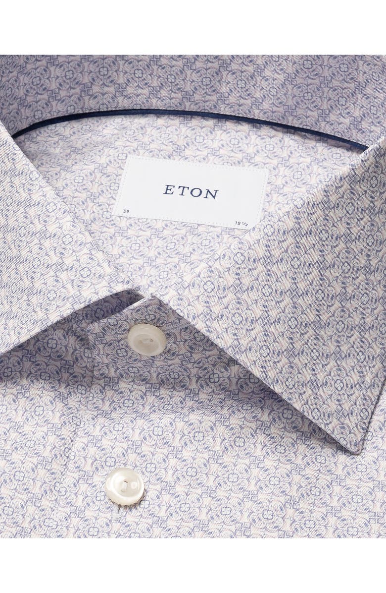 Eton Slim Fit Geometric Print Cotton Dress Shirt, Alternate, color, Pink