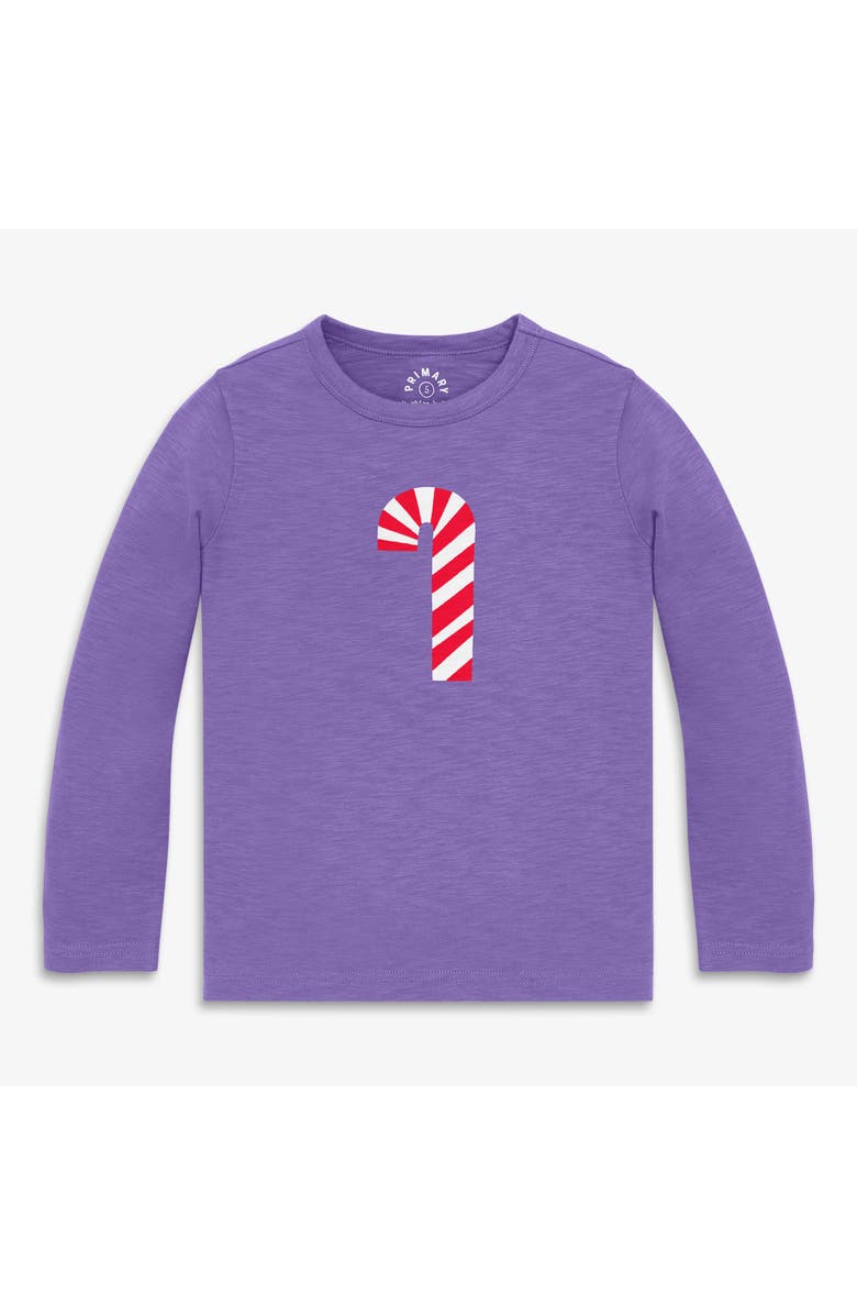 Primary Kids Long Sleeve Candy Cane Tee, Main, color, Violet