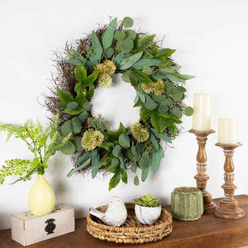 Northlight Eucalyptus & Olive Leaf Twig Spring Wreath In Green