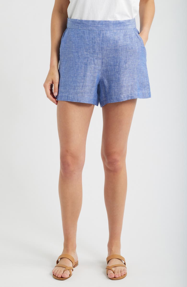 Frank & Eileen Linen Pull-On Shorts, Main, color, Navy Linen