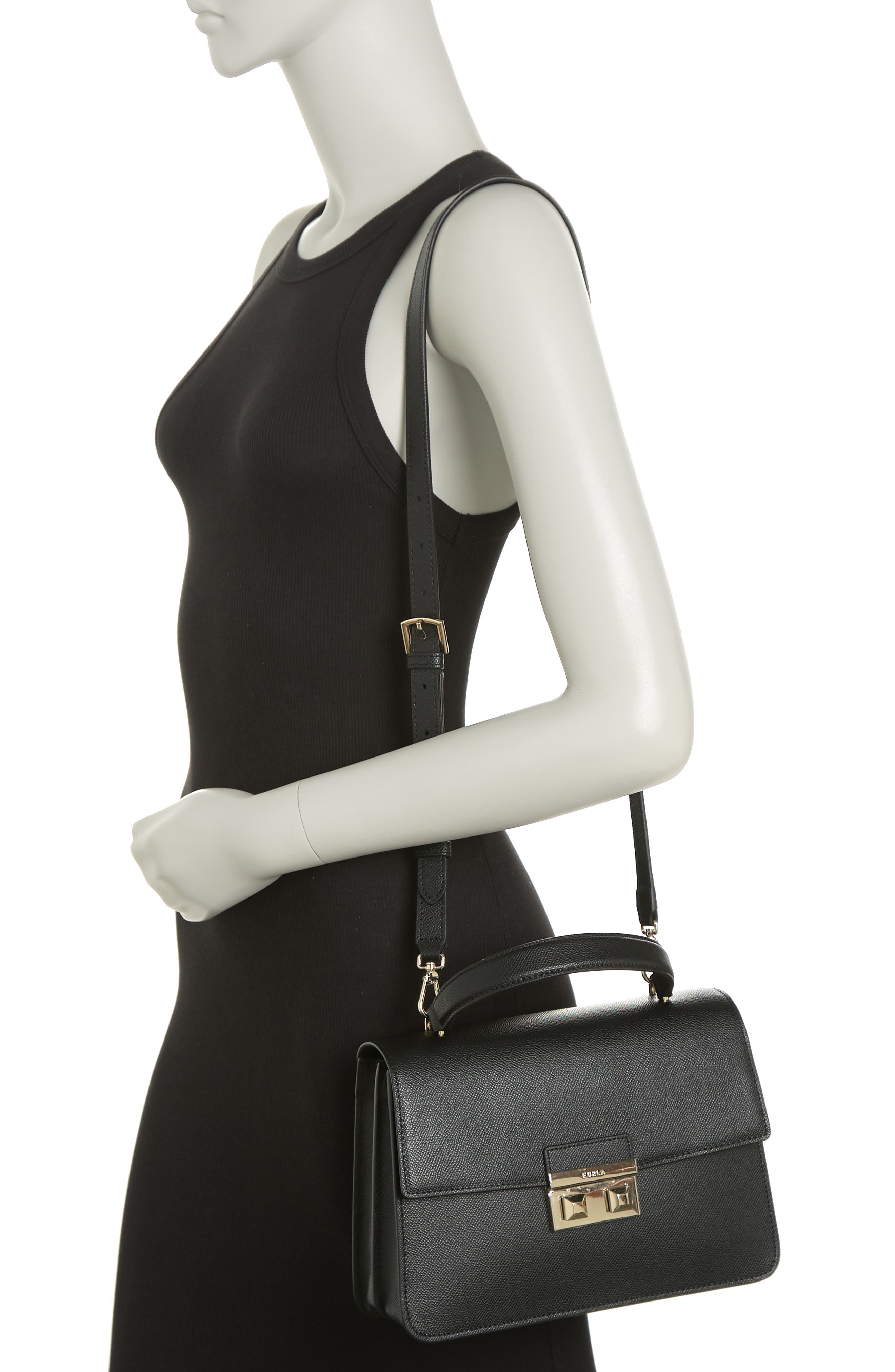 Bella Leather Satchel, Alternate, color, NERO