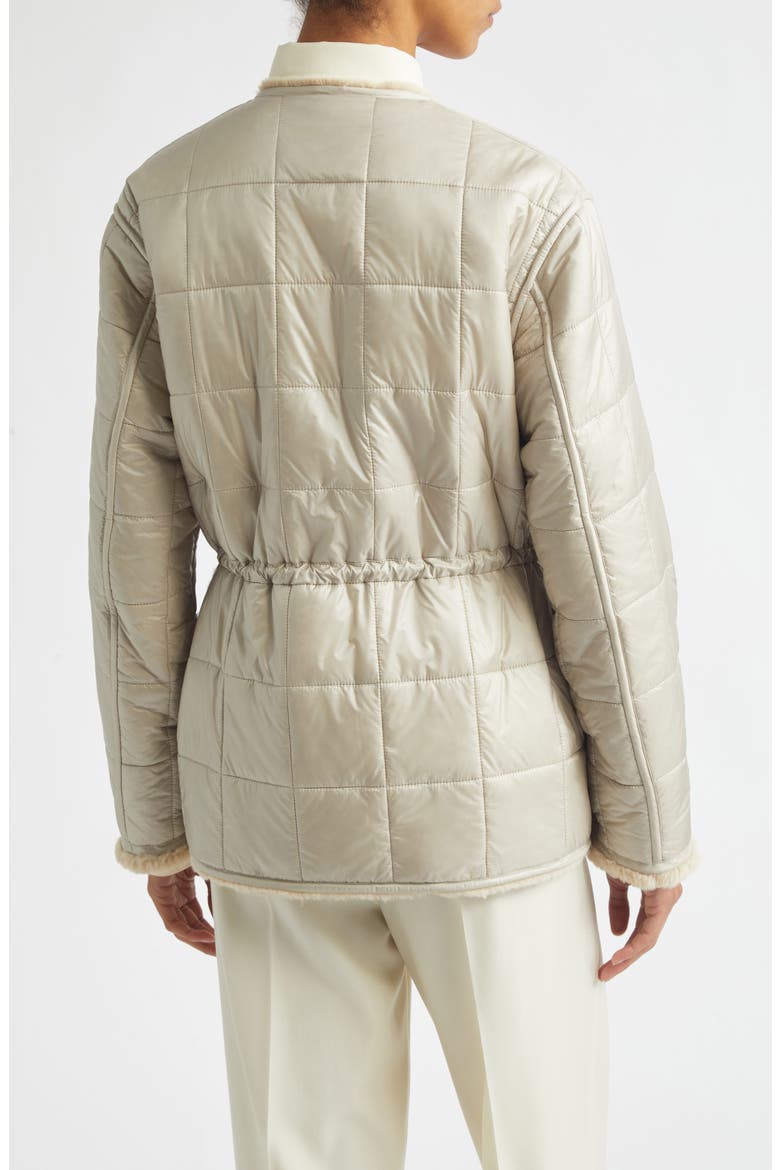Tipule Box Quilted Down Jacket with Faux Fur Trim, Alternate, color, BEIGE