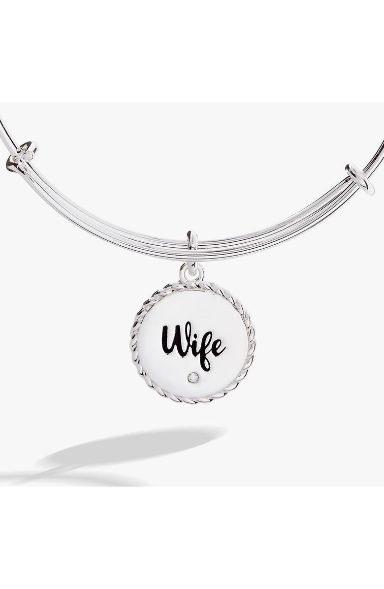 Alex and Ani Wife Charm Bangle Bracelet, Alternate, color, Silver