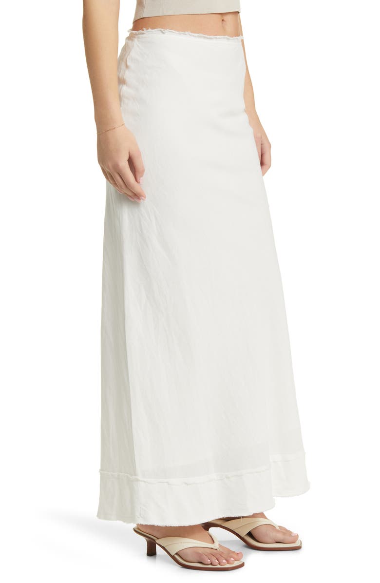 Topshop Cotton & Linen Maxi Skirt, Alternate, color, Ivory