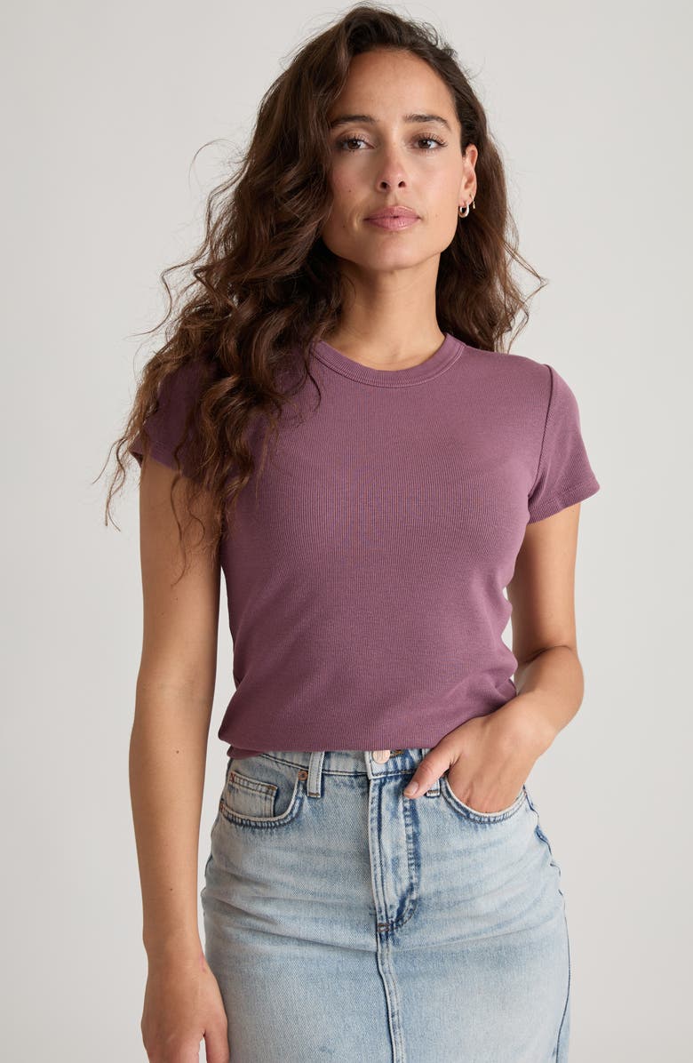 Marine Layer Lexi Sun-In Rib Crewneck T-Shirt, Alternate, color, Wine