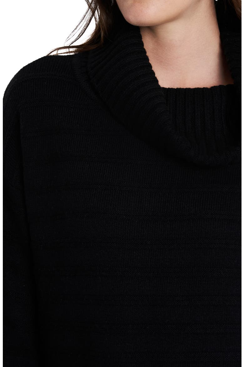 Texture Stripe Cotton Blend Cowl Neck Sweater, Alternate, color, RICH BLACK