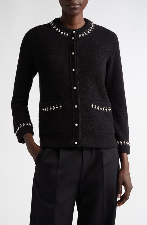 St. John Collection Embellished Stretch Micro Bouclé Jacket in Black 