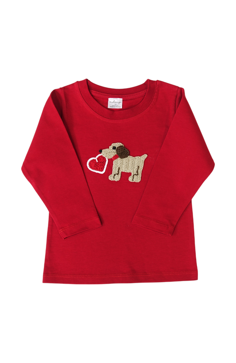 Red Valentine Puppy Tee