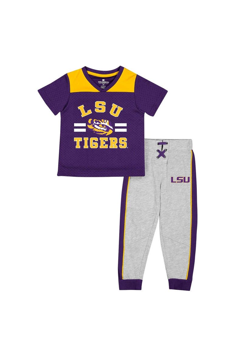 Toddler Colosseum Purple/Heather Gray LSU Tigers Ka-Boot-It Jersey & Pants Set, Main, color, Purple