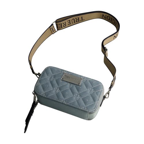 True Religion Studded Denim Camera Bag In Blue