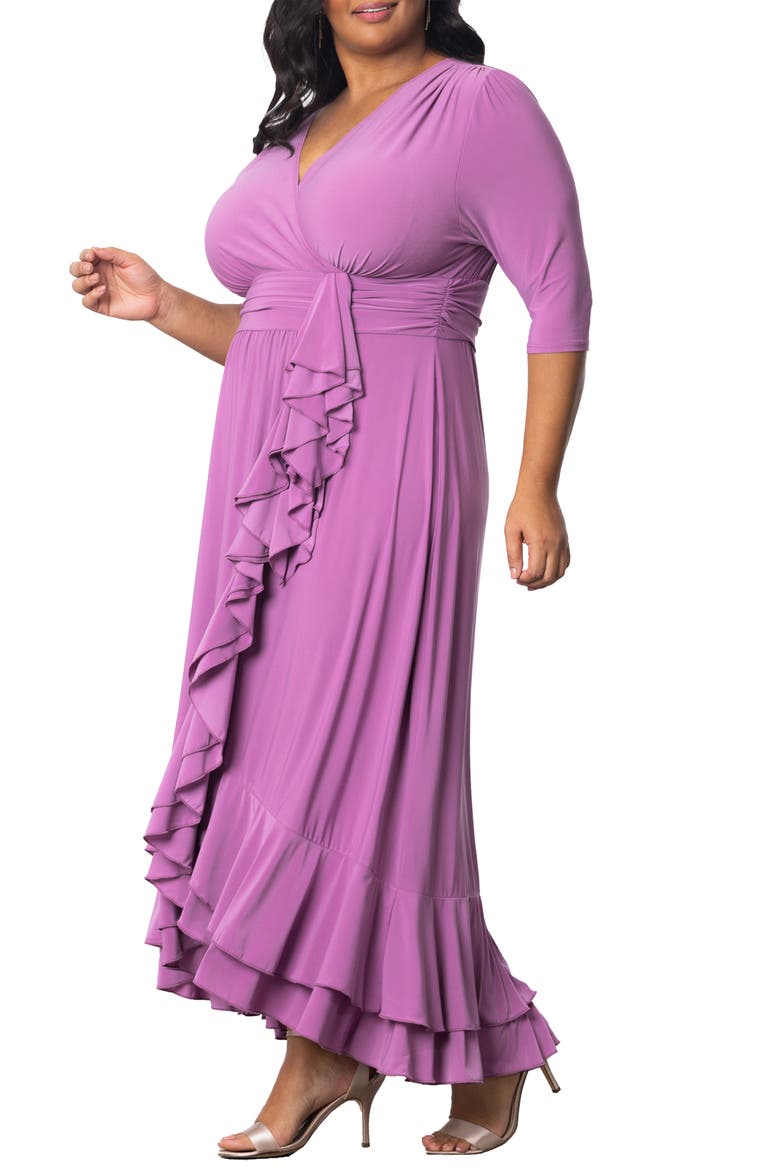 Veronica Ruffled High-Low Evening Gown, Alternate, color, LILAC