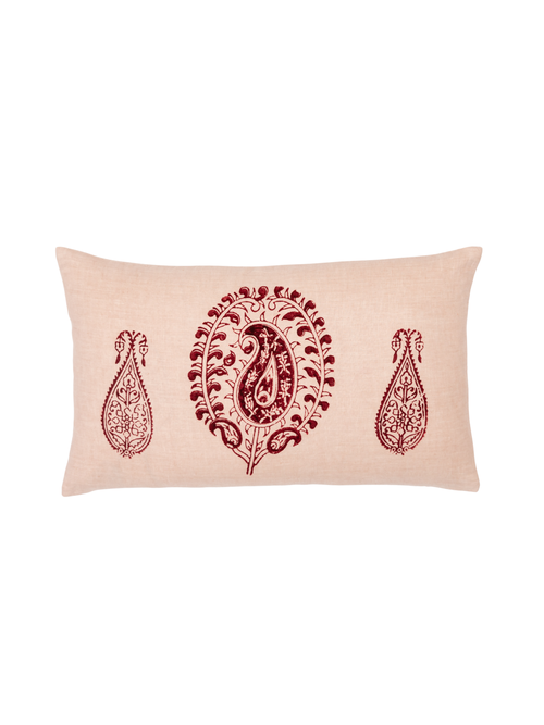 Alamwar Tashkent Plum Lumbar Pillow Cover In Plum