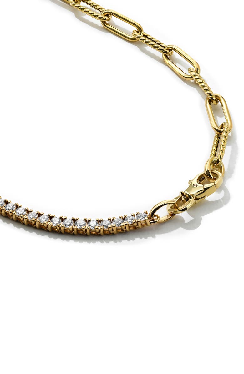 Mark Henry Half & Half Diamond & Chunky Link Necklace, Alternate, color, Diamond