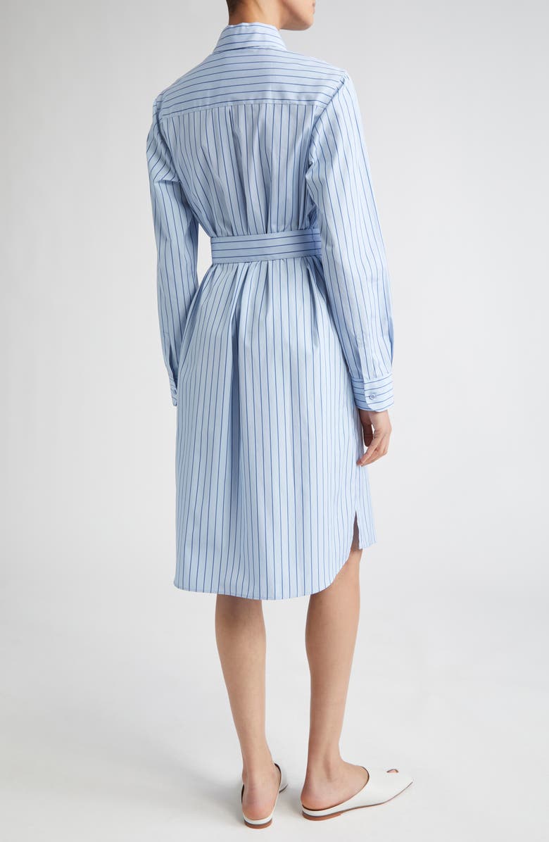 Akris punto Stripe Long Sleeve Cotton Poplin Shirtdress, Alternate, color, Sky-Medium Blue