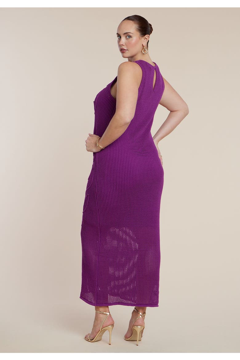 Floral Rope Knit Maxi Dress, Alternate, color, HOLLYHOCK