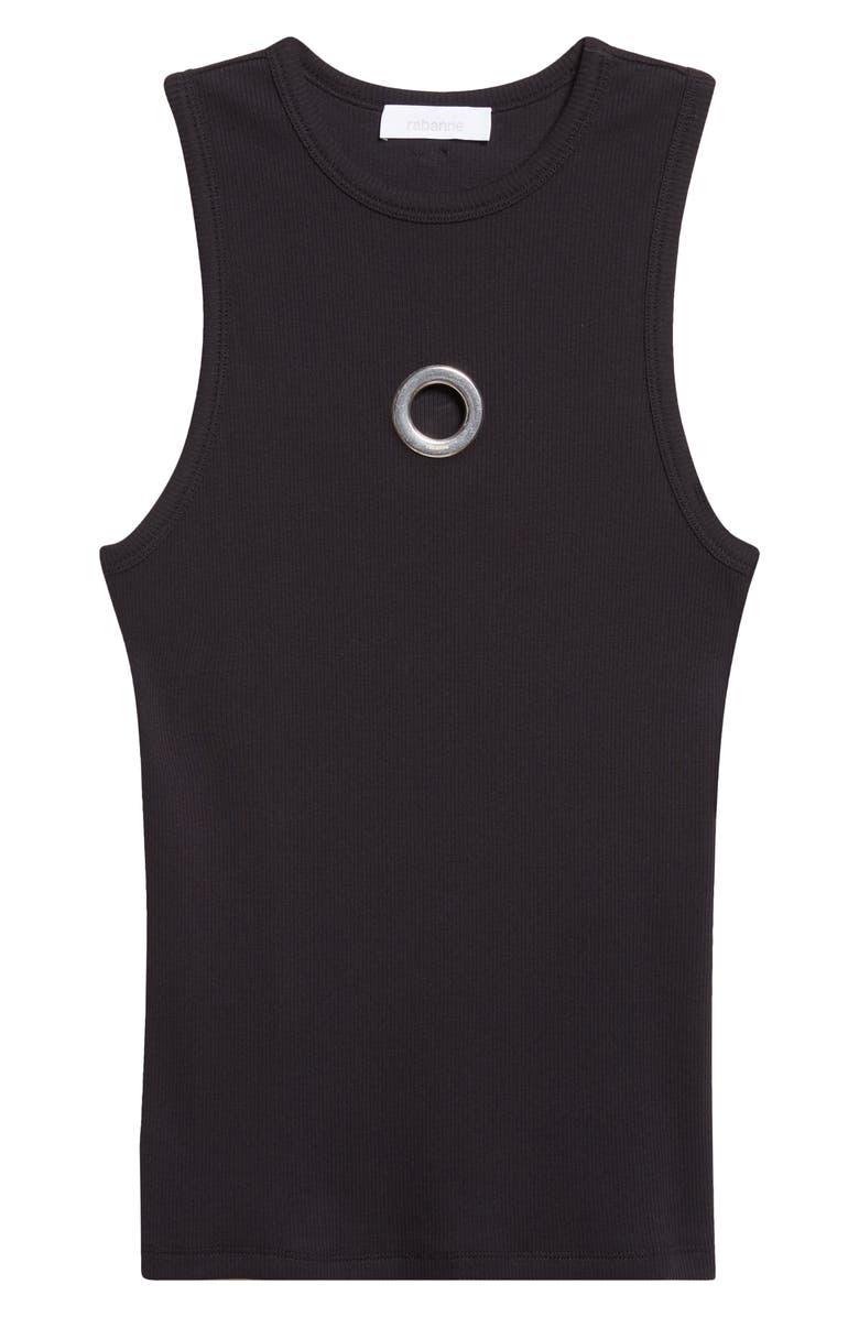 Rabanne Grommet Detail Jersey Tank, Main, color, Black